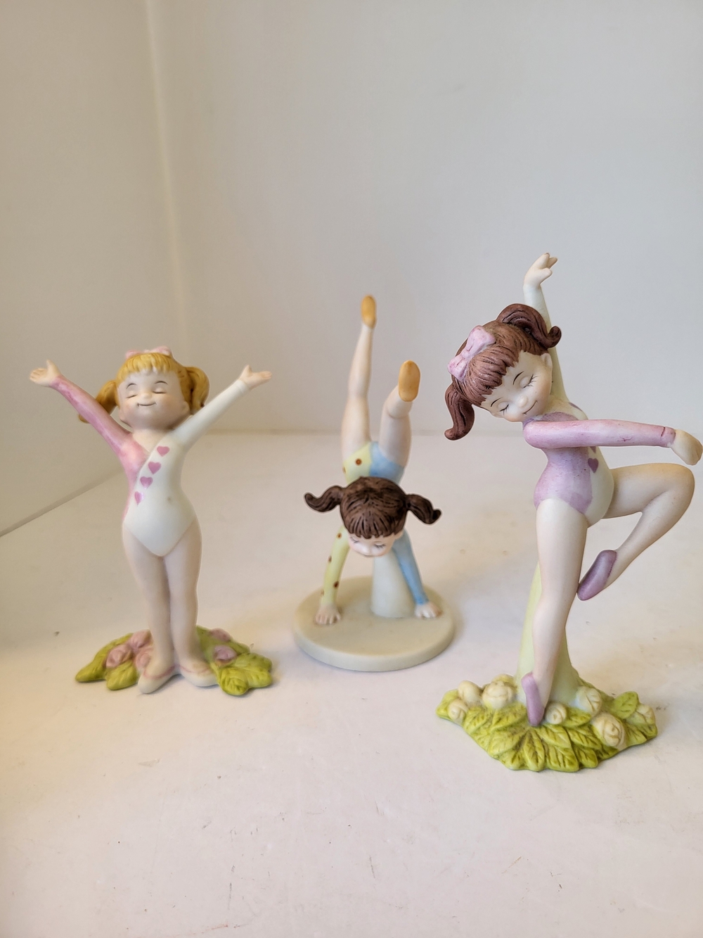 George Good Porcelain Ballerina Gymnasts Figurine Trio 1970s